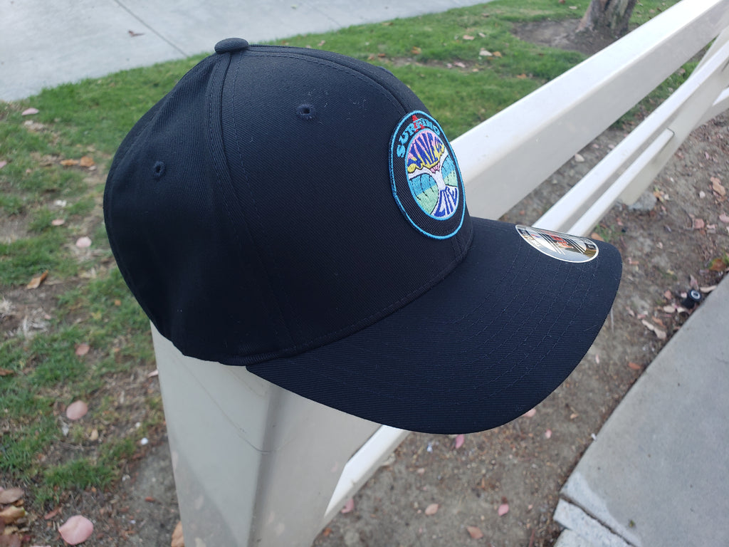 HATS Retro Logo (Black, Blue & Grey & Silver) Flexfit Hats. S/M & L/XL –  Surfing a Wave of Life